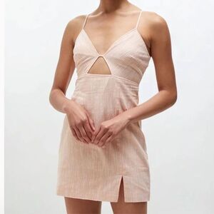 LA Hearts PEACHY Orange White Stripe Cutout Mini Dress Sz S new with tag🏷